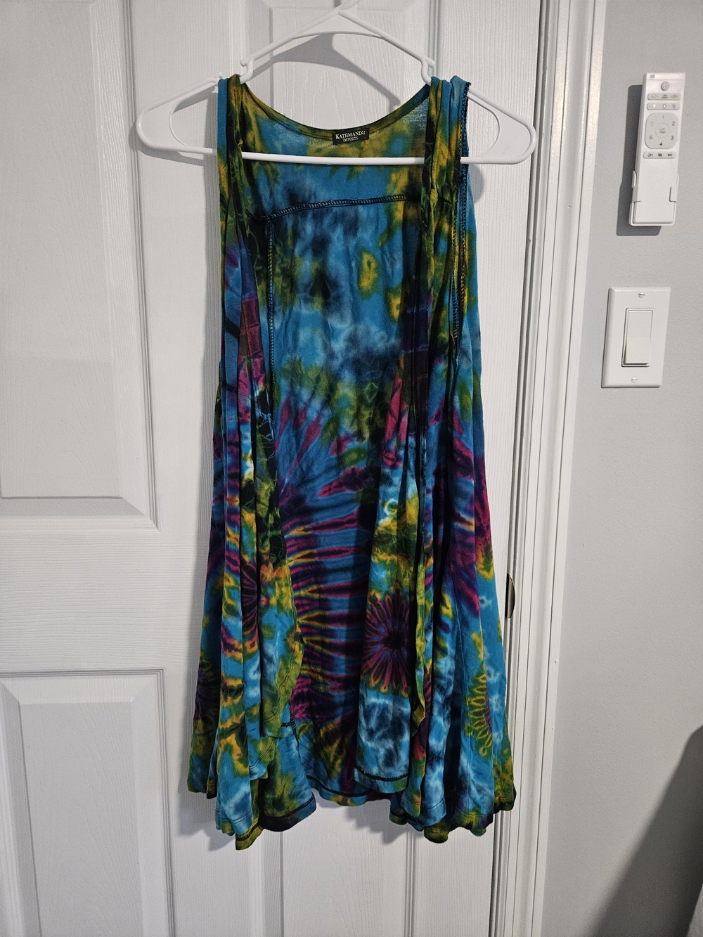Kathmandu Multicolor Tie-Dye Sleeveless Tunic in Blue, Green & Yellow
